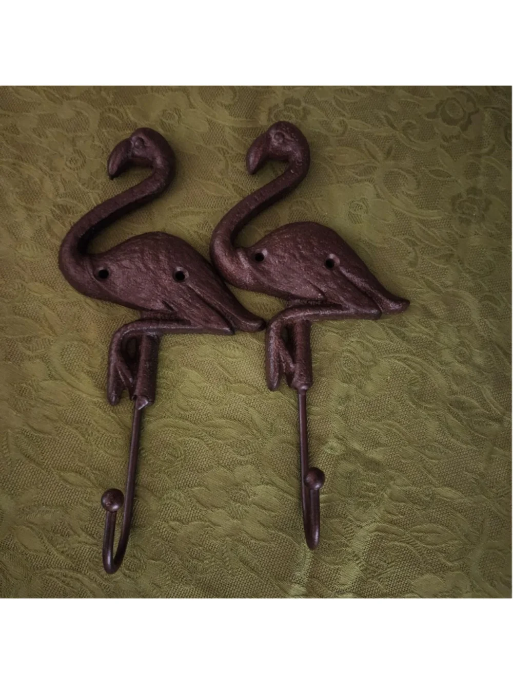Flamingo Wall Hook, Cast Iron. Set of 2